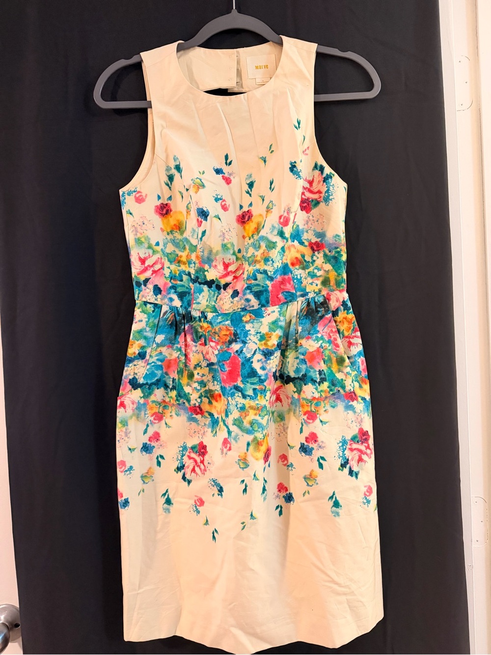 Maeve Cream Midi Dress with Vibrant Floral Print - Picture 2 of 3